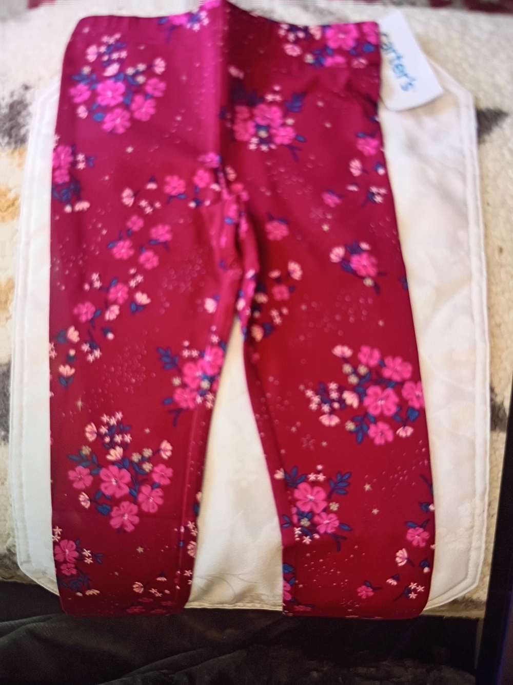 Carter's Floral Leggings - Deep Berry with Pink Accents